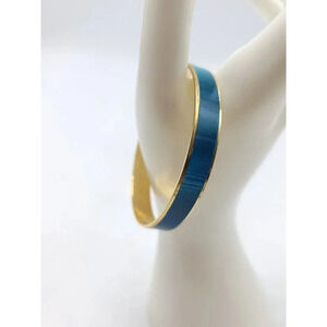 Whiting Davis Gold Tone New Old Stock Blue Enamel Bangle Bracelet